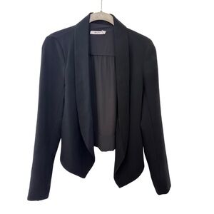 New Bailey 44 Black Open Front Waterfall Drape Crop Blazer XS. Never Worn.